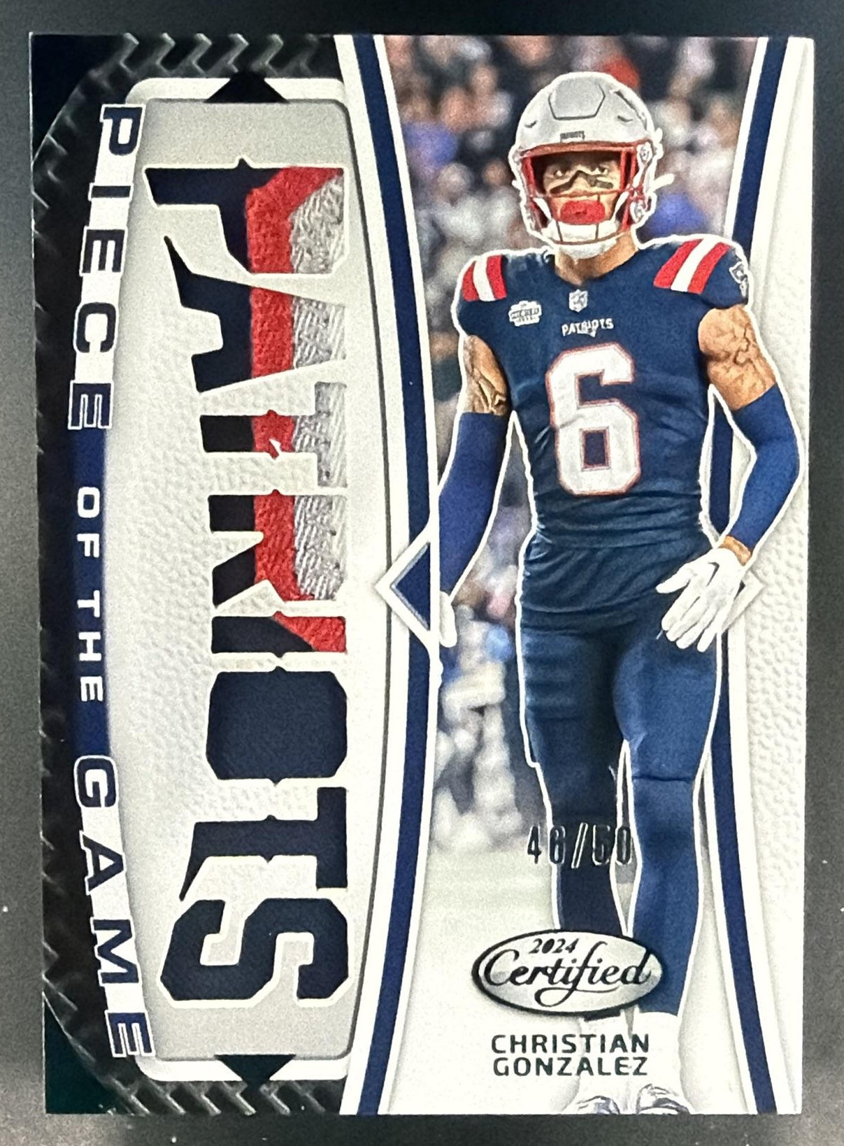 2024 Panini Certified Christian Gonzalez #POG-CGZ Piece of the Game Teal /50 MEM — front