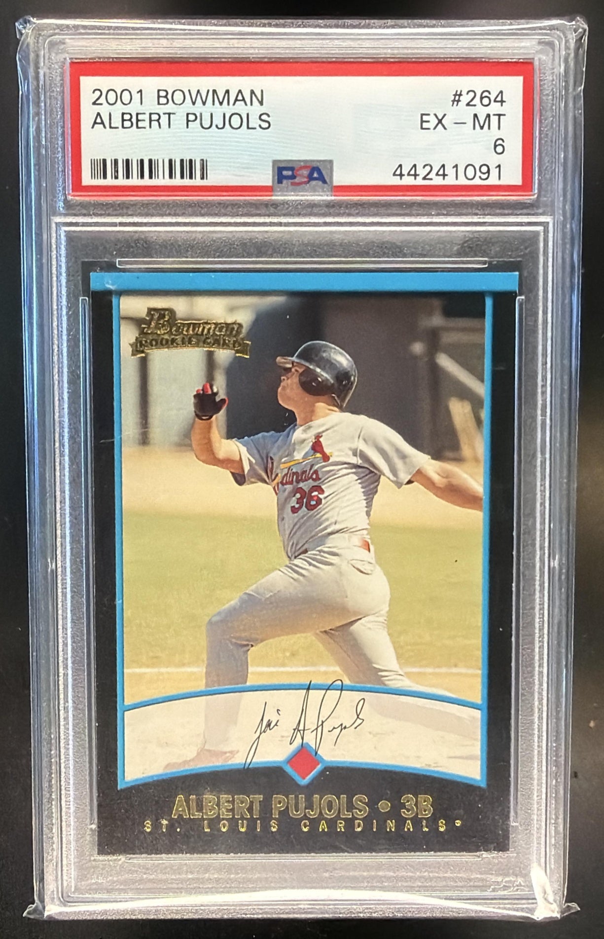 2001 Bowman Albert Pujols #264 RC Cardinals PSA 6 — front