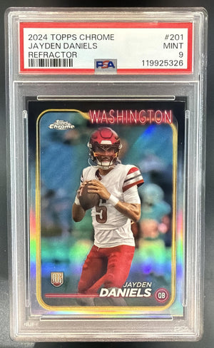 2024 Topps Chrome Jayden Daniels #201 Refractor RC Commanders PSA 9