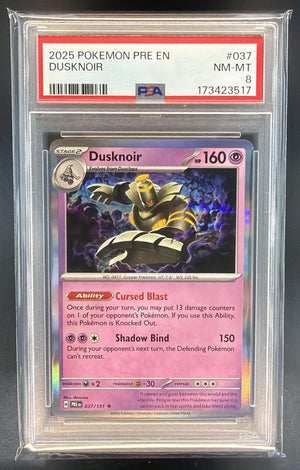 2025 Pokemon Prismatic Evolutions Dusknoir #037/131 PSA 8
