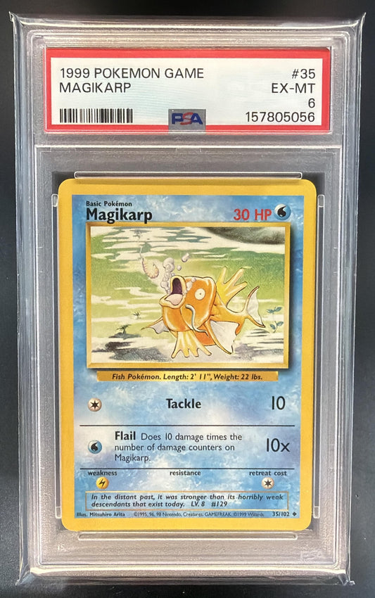 1999 Pokemon Unlimited Magikarp #35/102 Set Uncommon PSA 6 — front