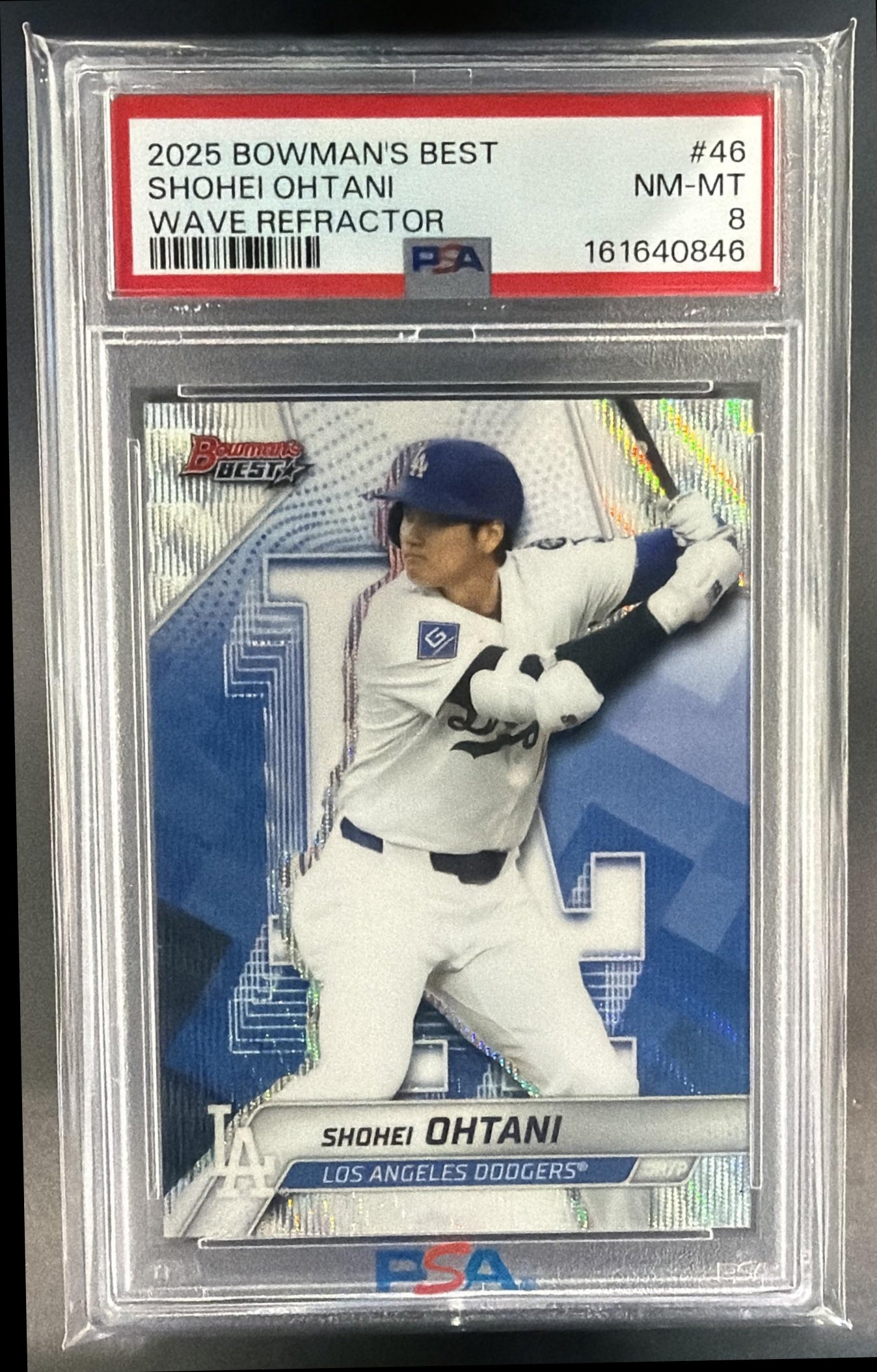 2025 Bowman's Best Shohei Ohtani #46 Wave Refractor Dodgers PSA 8 — front
