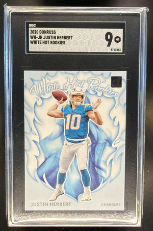 2020 Panini Donruss Justin Herbert #WH-JH White Hot Rookies RC Chargers SGC 9