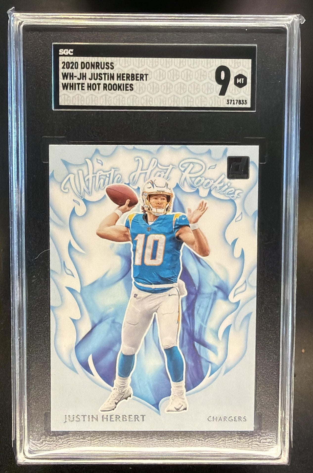 2020 Panini Donruss Justin Herbert #WH-JH White Hot Rookies RC Chargers SGC 9 — front