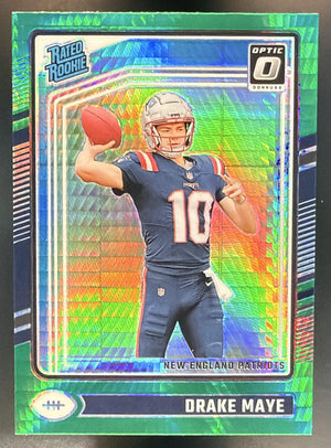 2024 Panini Donruss Optic Drake Maye #229 Green Hyper Rated Rookie Patriots