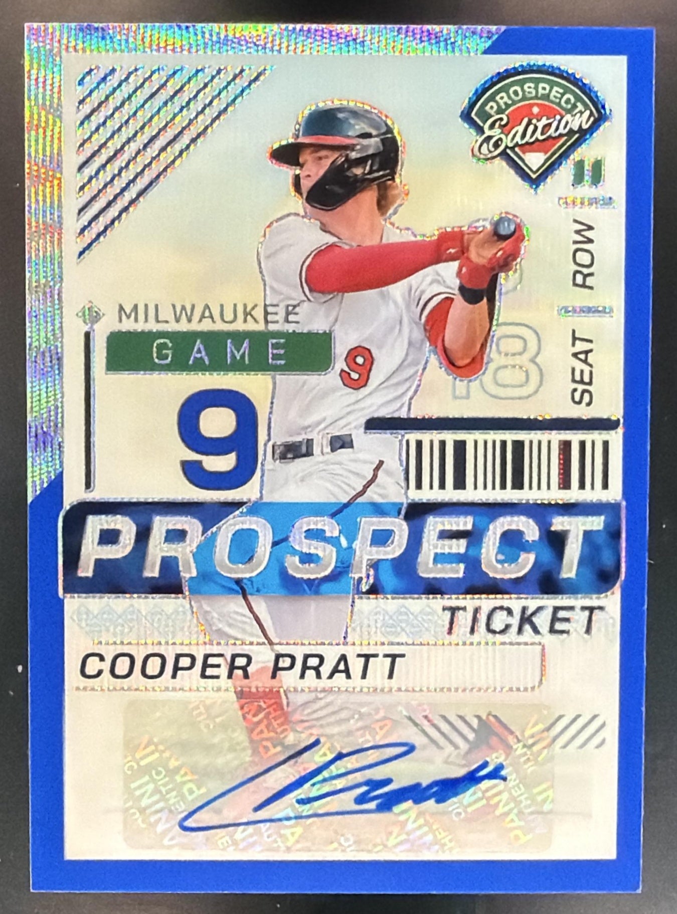 2024 Prospect Edition Cooper Pratt Holo Ticket Signatures Blue Wave /75 Auto — front