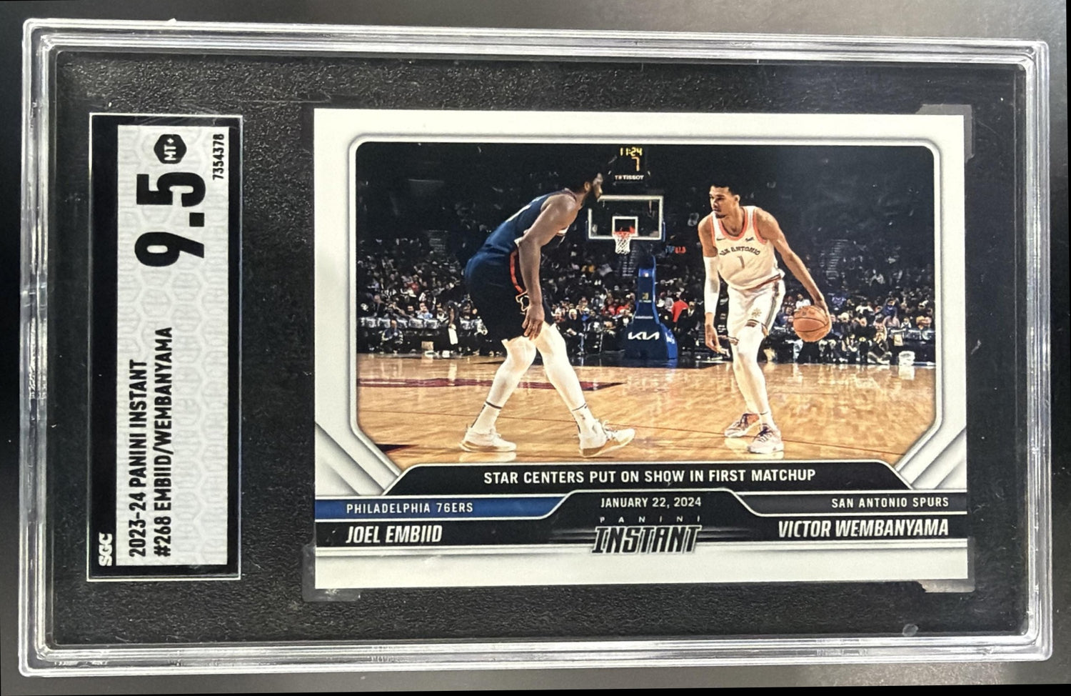 2023 Panini Instant NBA Joel Embiid Victor Wembanyama #268 SGC 9.5 — front