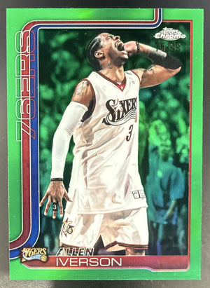 2025-26 Topps Chrome Update Allen Iverson #145 Green Refractor /99 76ers