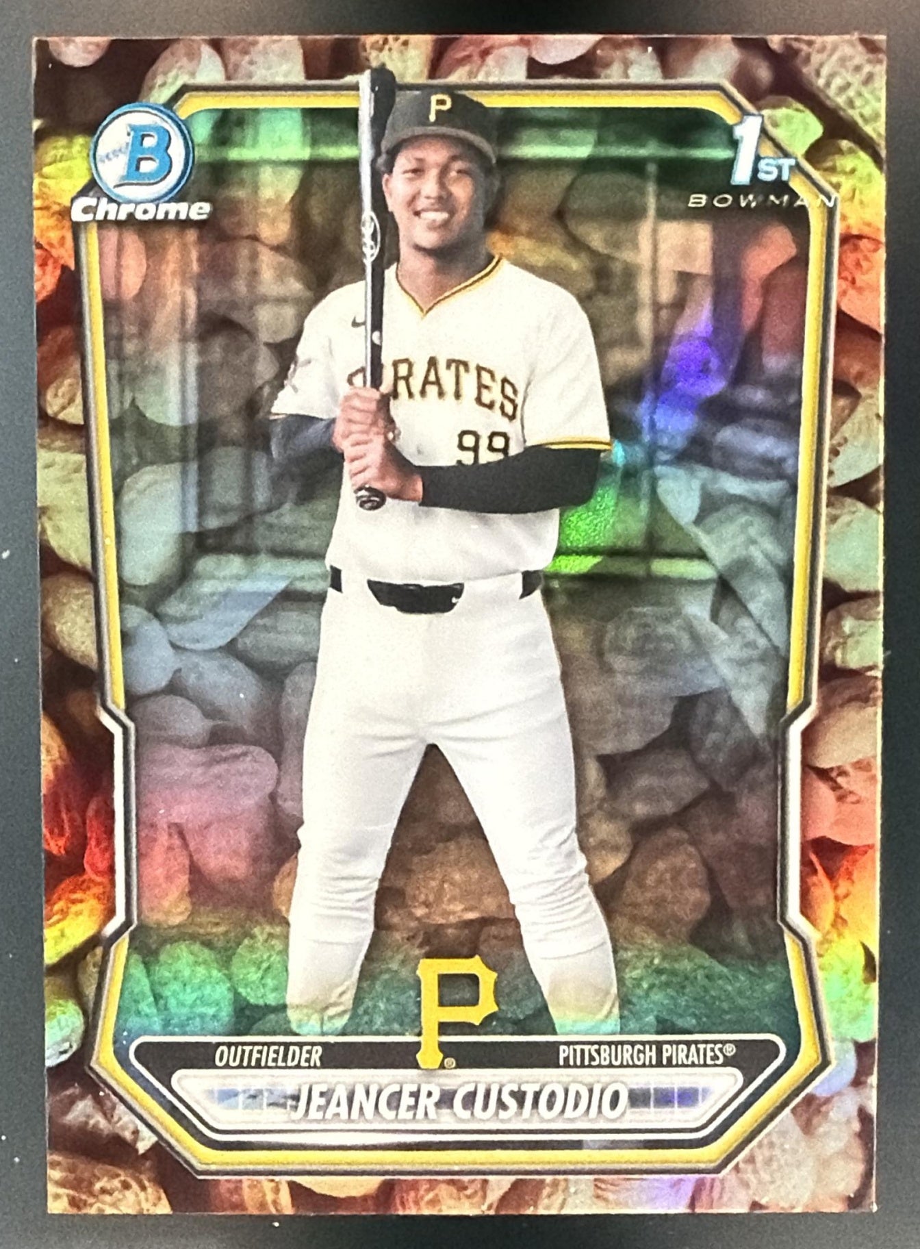 2026 Bowman Chrome Jeancer Custodio #BCP-222 Peanuts Refractor SP 1st Prospect — front