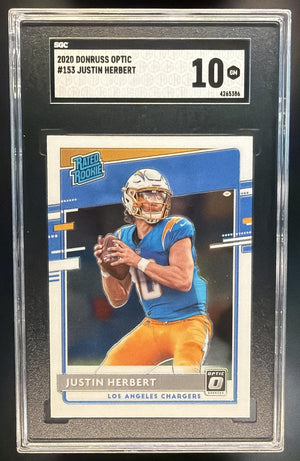 2020 Panini Donruss Optic Justin Herbert #153 RC Chargers SGC 10