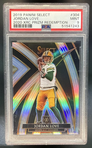 2019 Panini Select Jordan Love #304 2020 XRC Prizm Redemption Packers PSA 9