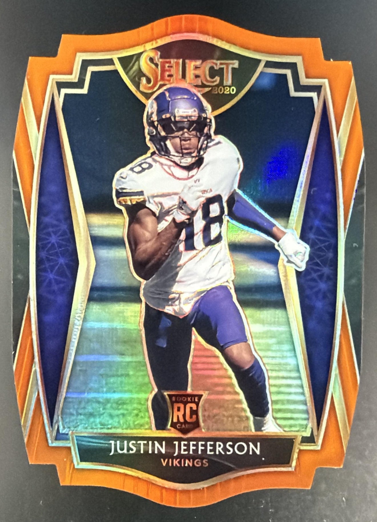 2020 Panini Select Justin Jefferson #161 Orange Prizm Die Cut RC Premier Level — front