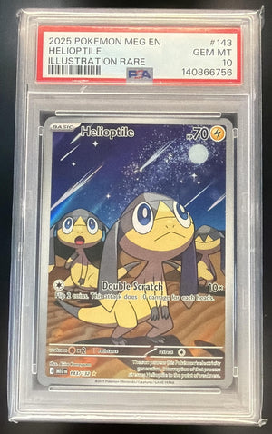 2025 Pokemon Mega Evolution Helioptile #143/132 Illustration Rare PSA 10