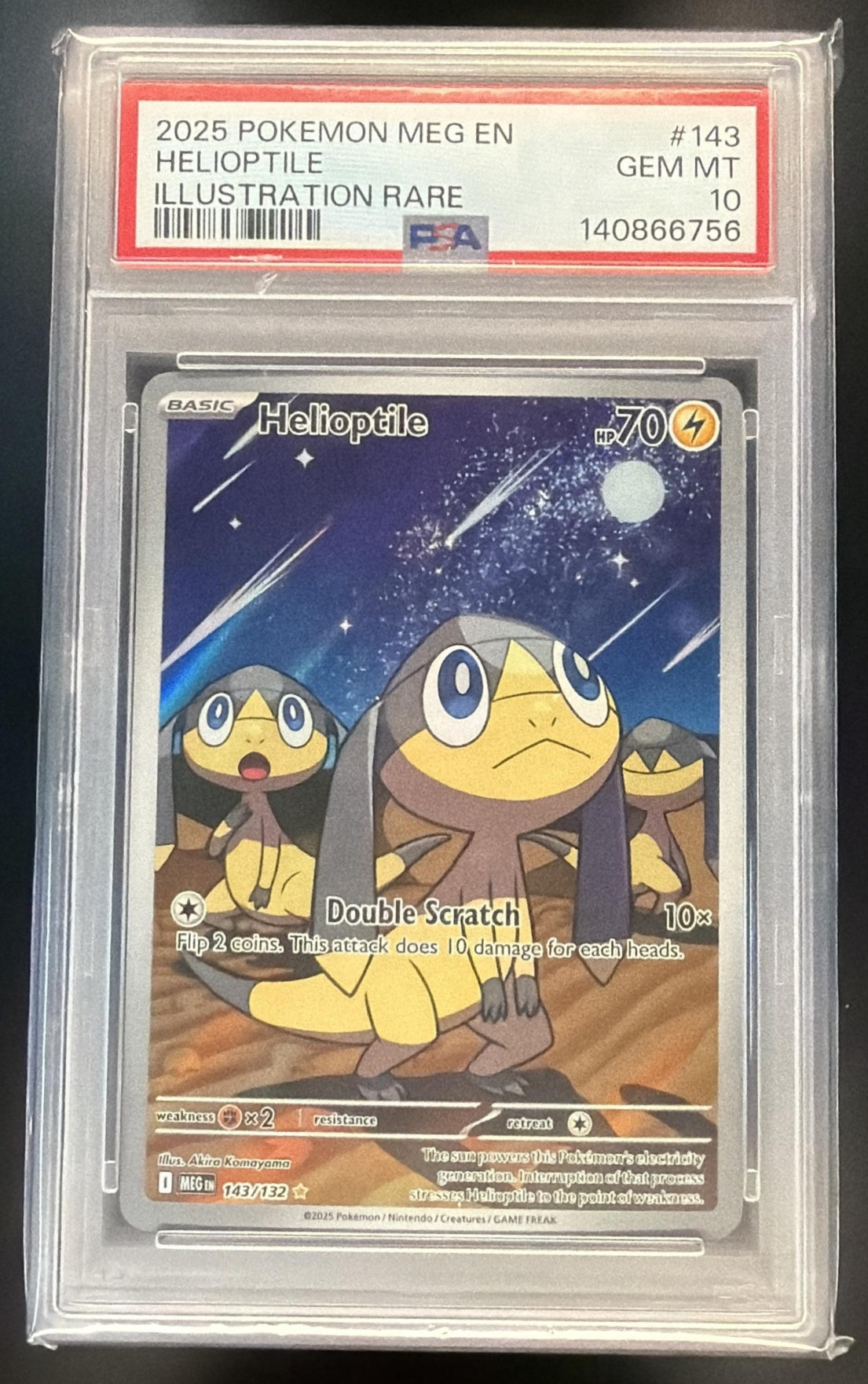 2025 Pokemon Mega Evolution Helioptile #143/132 Illustration Rare PSA 10