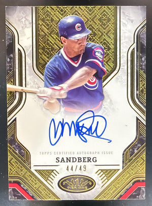 2025 Topps Tier One Ryne Sandberg #PPA-RS Prime Performers Auto /49 Cubs