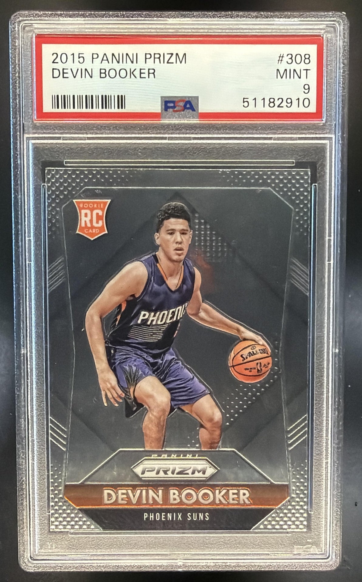 2015-16 Panini Prizm Devin Booker #308 RC Suns PSA 9 — front
