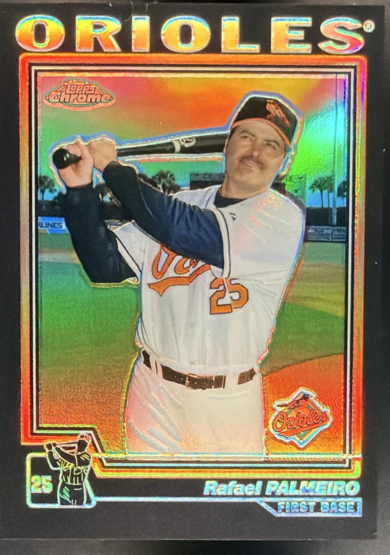 2004 Topps Chrome Rafael Palmeiro #353 Black Refractor Orioles — front