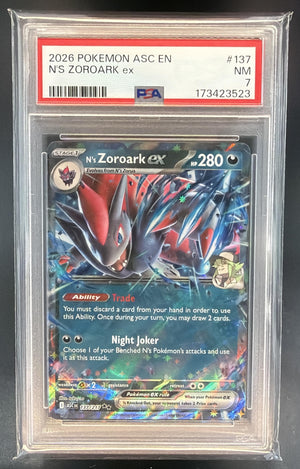 2026 Pokemon Ascended Heroes N's Zoroark ex #137/217 Double Rare PSA 7