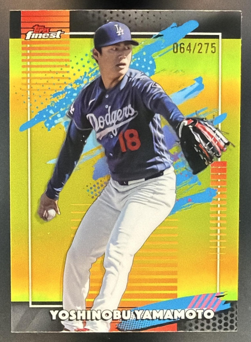2026 Topps Finest Yoshinobu Yamamoto #120 Uncommon Yellow Refractor /275 — front