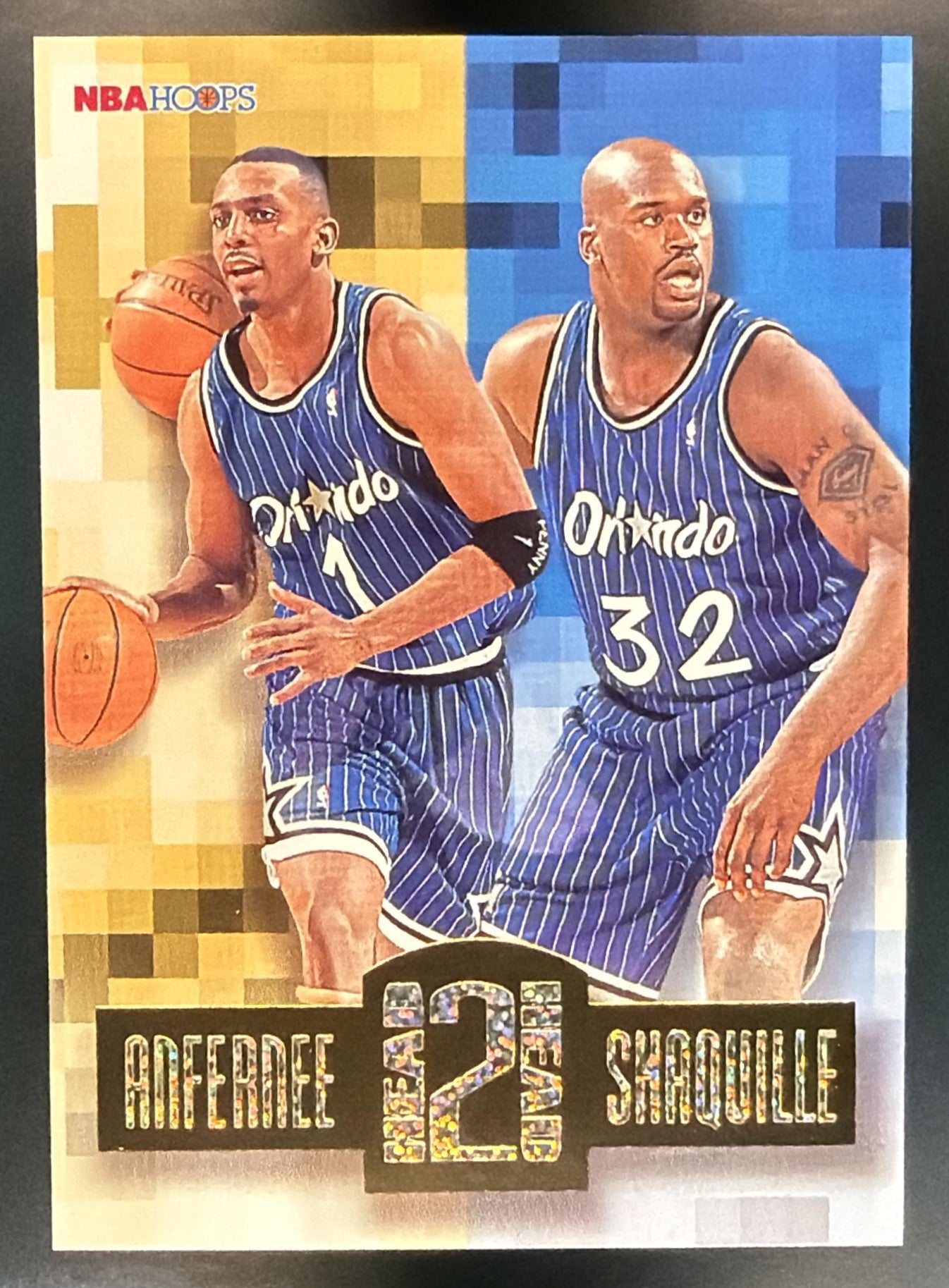 1996-97 Hoops Anfernee Hardaway Shaquille O'Neal #HH6 Head 2 Magic — front