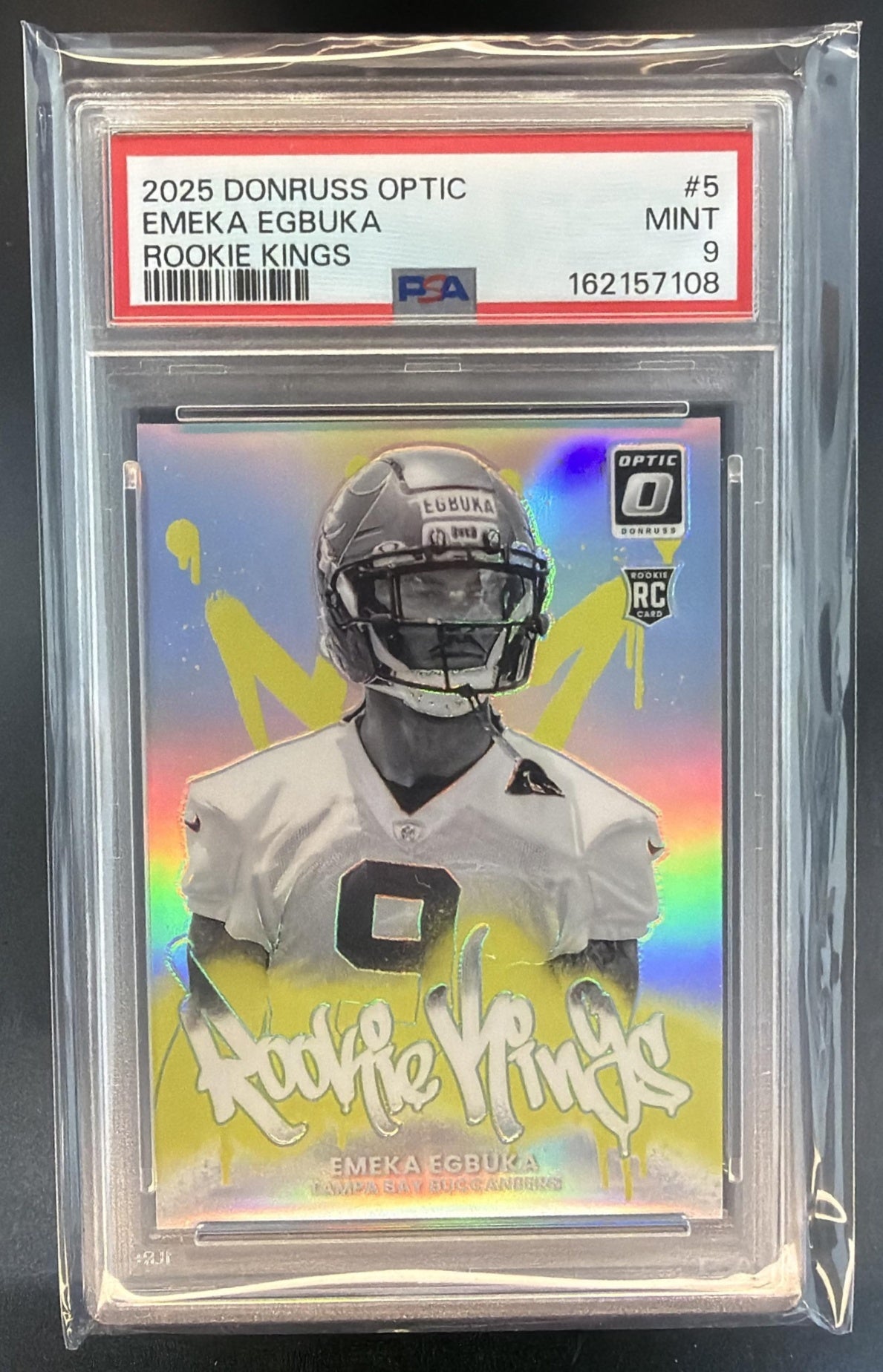 2025 Panini Donruss Optic Emeka Egbuka #5 Rookie Kings RC Buccaneers PSA 9 — front