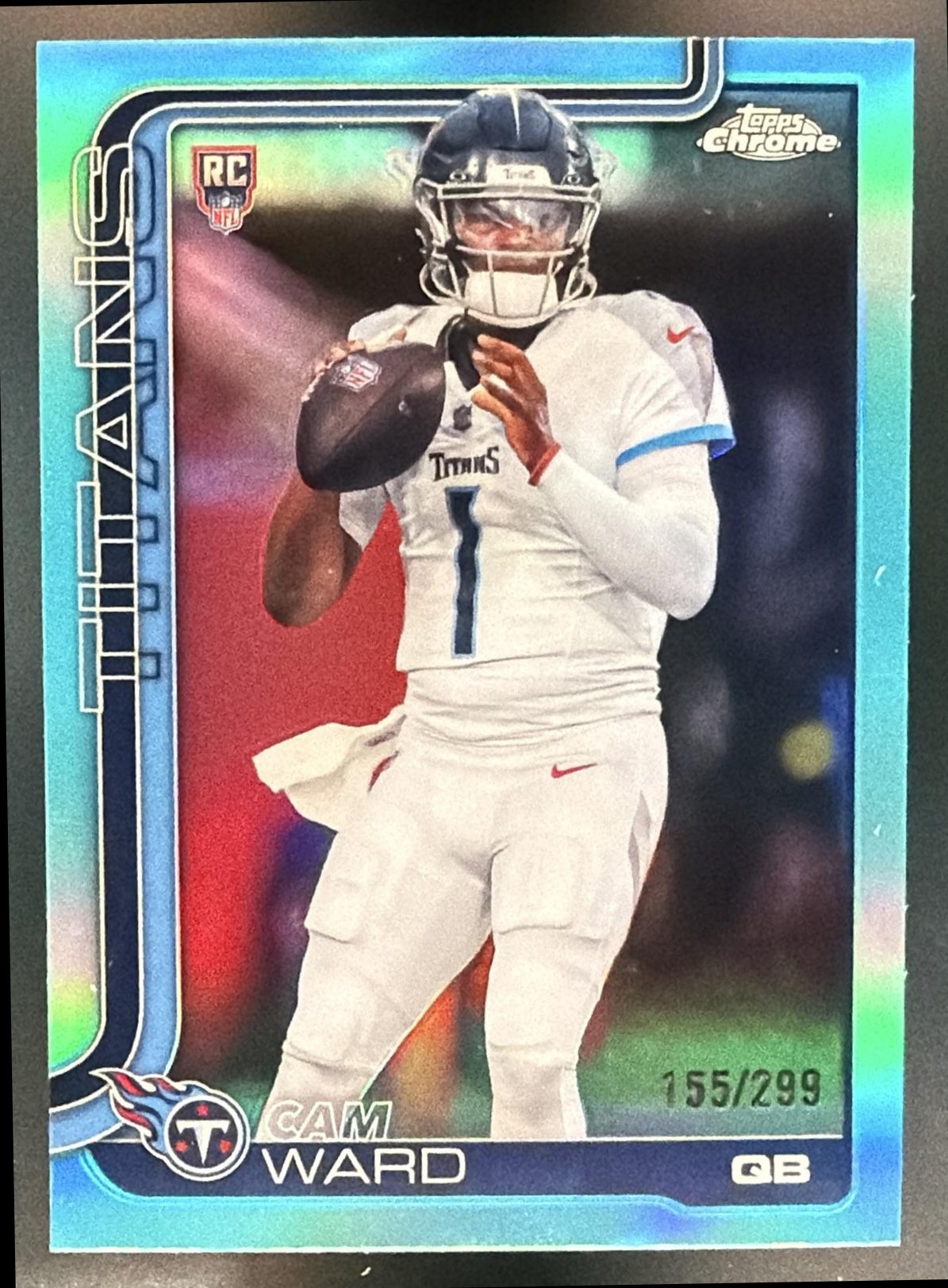 2025 Topps Chrome Cam Ward #314 Rookie Teal Refractor 155/299 RC Titans — front