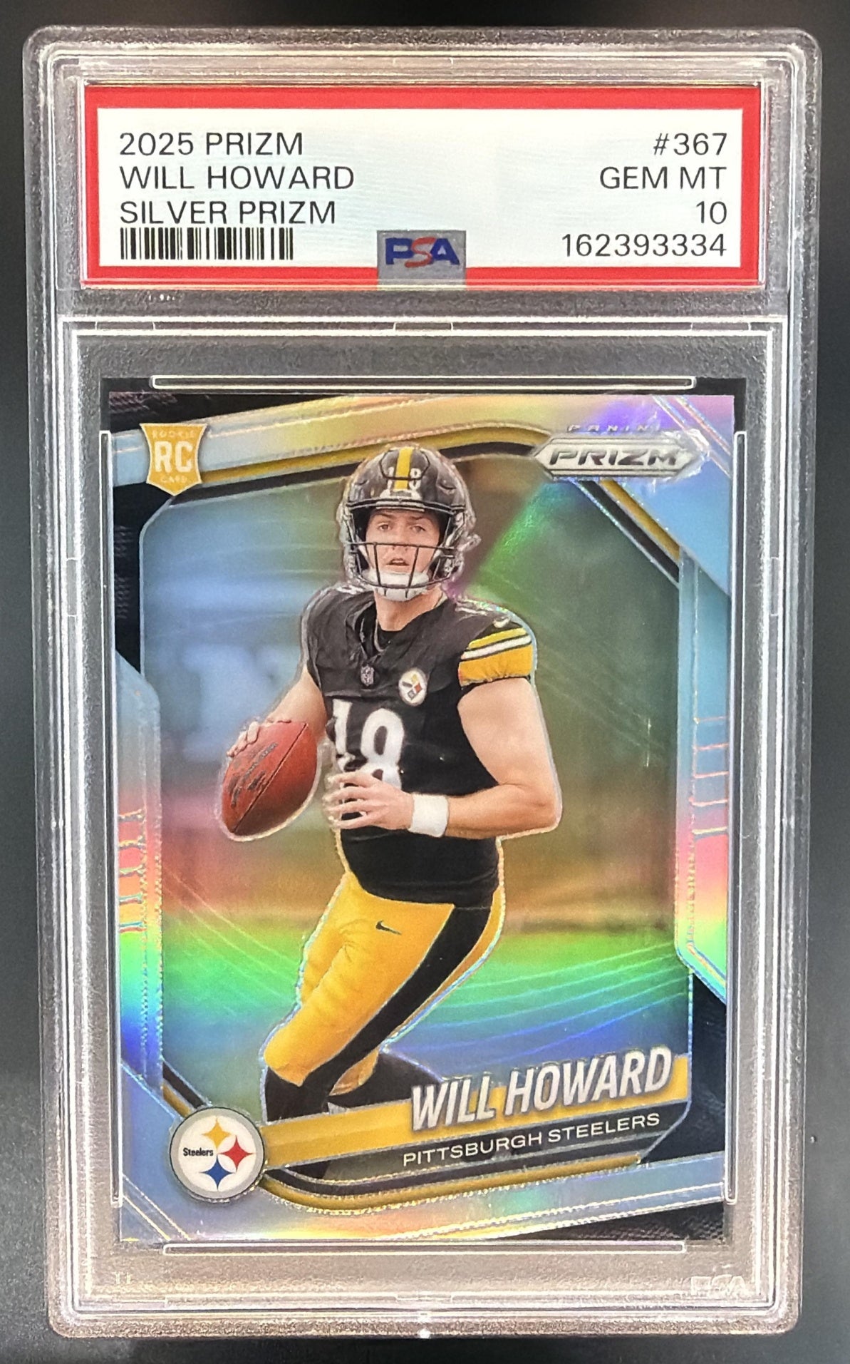 2025 Panini Prizm Will Howard #367 Silver RC Steelers PSA 10 — front
