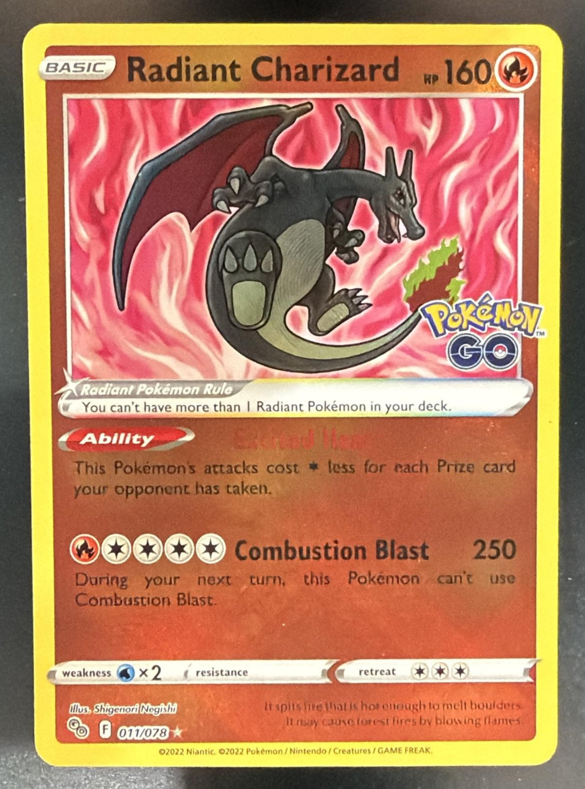 2022 Pokemon Sword & Shield Pokemon GO Radiant Charizard #011/078 Rare — front
