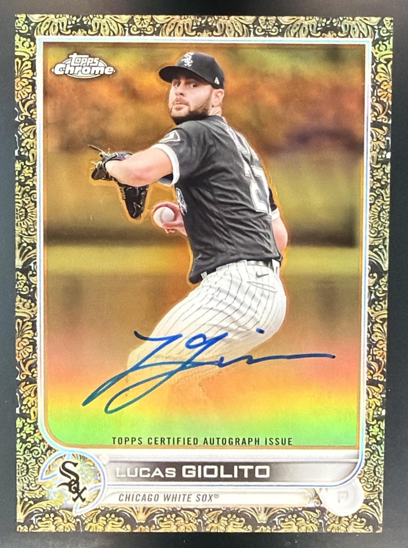 2022 Topps Gilded Collection Lucas Giolito #GEA-LG Chrome Gold Etch Auto /99 — front