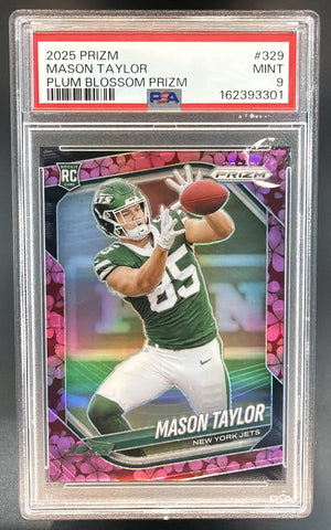 2025 Panini Prizm Mason Taylor #329 Plum Blossom 7/8 RC Jets PSA 9