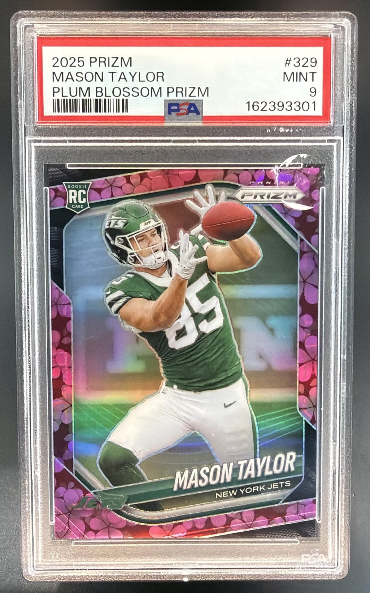 2025 Panini Prizm Mason Taylor #329 Plum Blossom 7/8 RC Jets PSA 9 — front