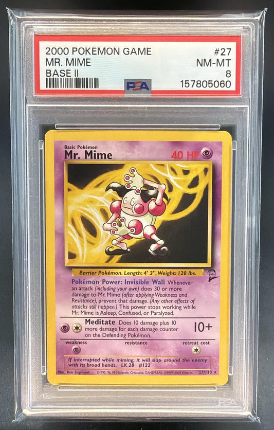 2000 Pokemon Set 2 Mr. Mime #27/130 PSA 8 — front