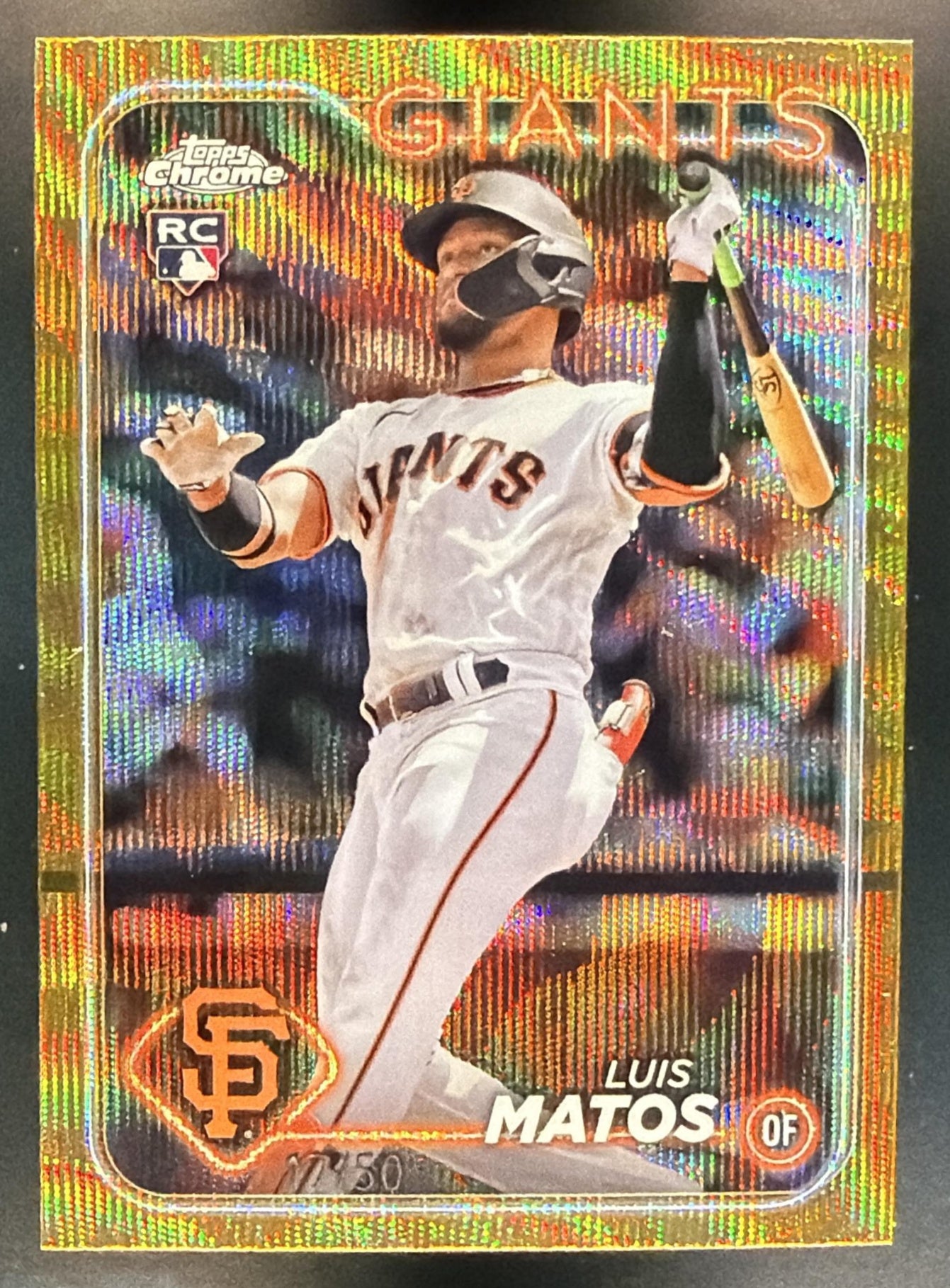2024 Topps Chrome Luis Matos #270 Gold Wave Refractor /50 RC Giants — front