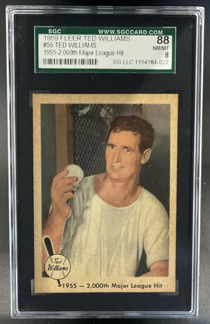 1959 Fleer Ted Williams 2,000th Major League Hit #56 Red Sox SGC 8