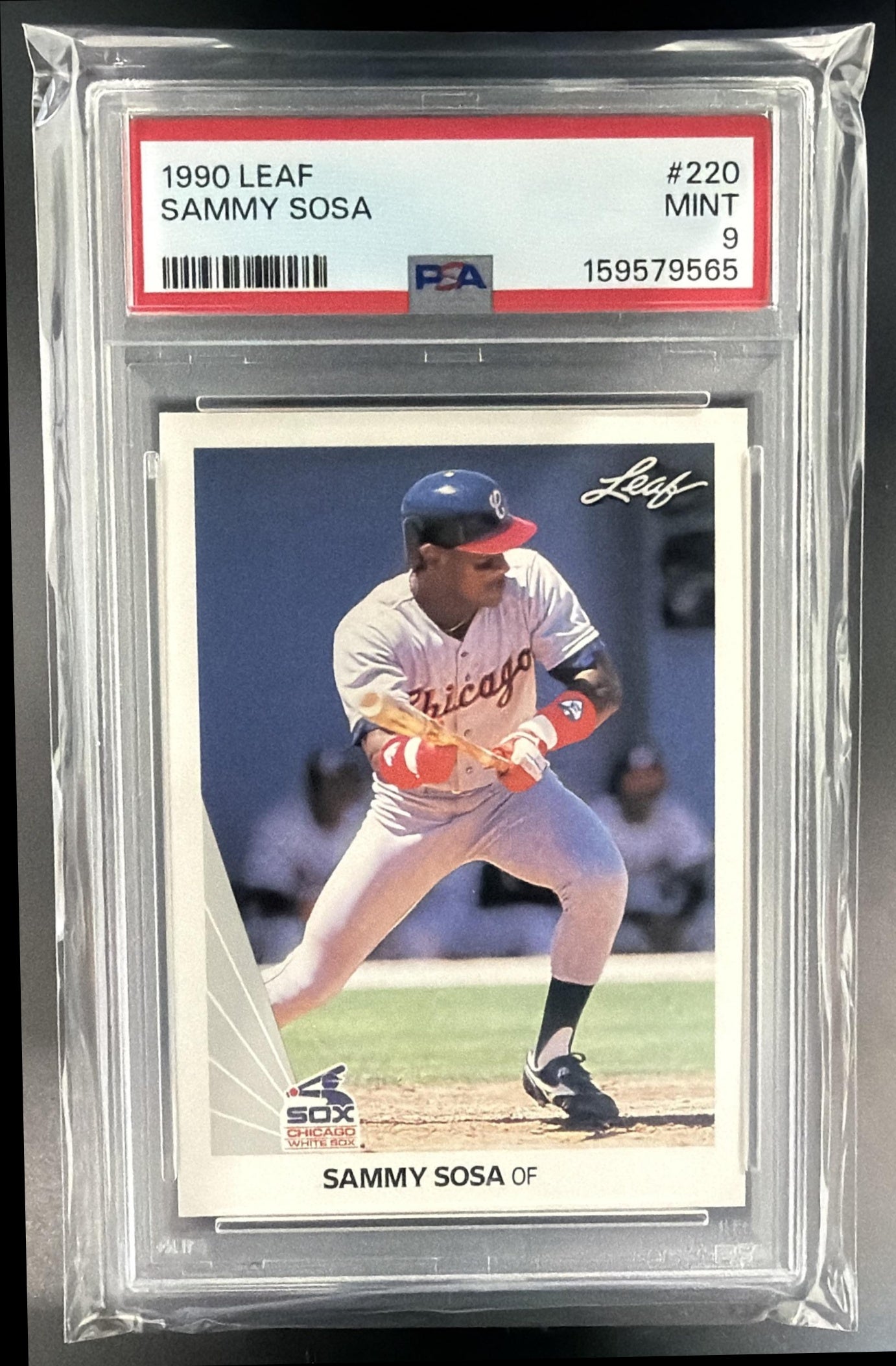 1990 Leaf Sammy Sosa #220 RC White Sox PSA 9 — front