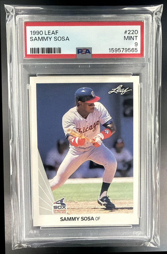 1990 Leaf Sammy Sosa #220 RC White Sox PSA 9 — front
