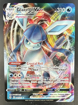 2021 Pokemon Sword & Shield Evolving Skies Glaceon VMAX #041/203