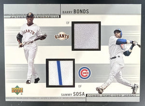2002 Upper Deck Barry Bonds Sammy Sosa #CJ-BS Combo Game Used Memorabilia