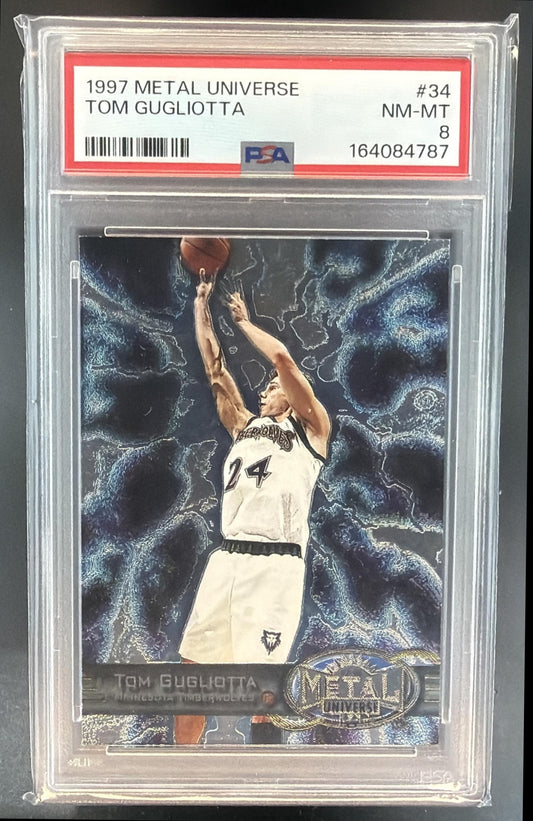 1997-98 Skybox Metal Universe Tom Gugliotta #34 Timberwolves PSA 8 — front