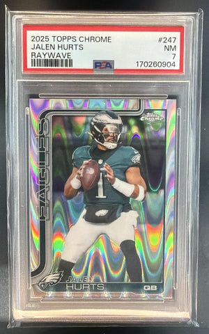 2025 Topps Chrome Jalen Hurts #247 RayWave Refractor Eagles PSA 7