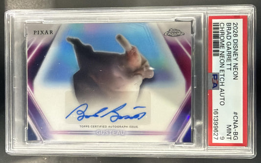 2026 Topps Disney Neon Brad Garrett as Gusteau #CNA-BG Chrome Etch Auto PSA 9 — front