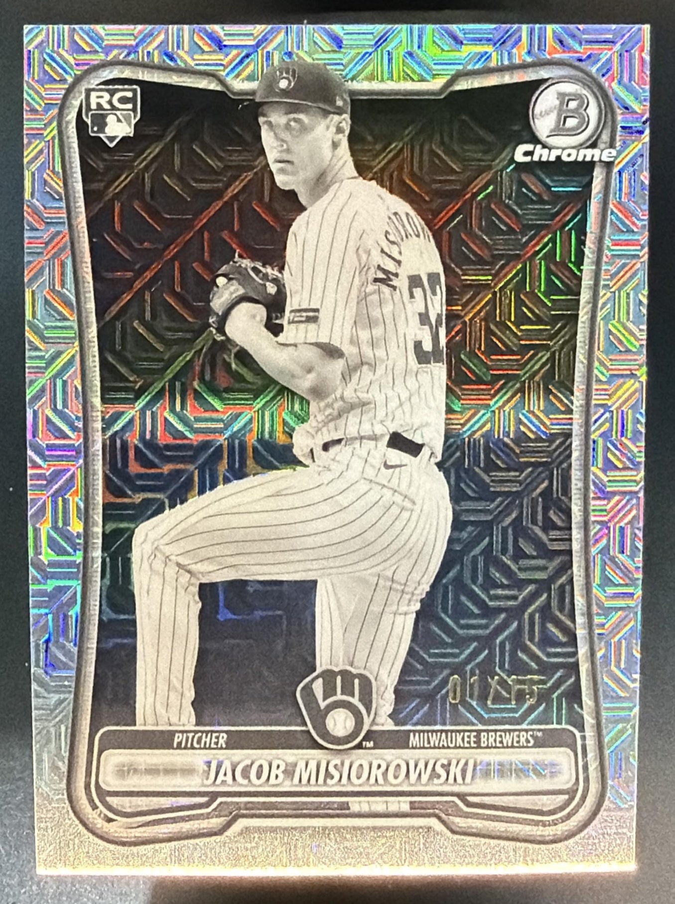 2026 Bowman Chrome Mega Box Jacob Misiorowski Black & White Mojo Ref. /15 RC — front