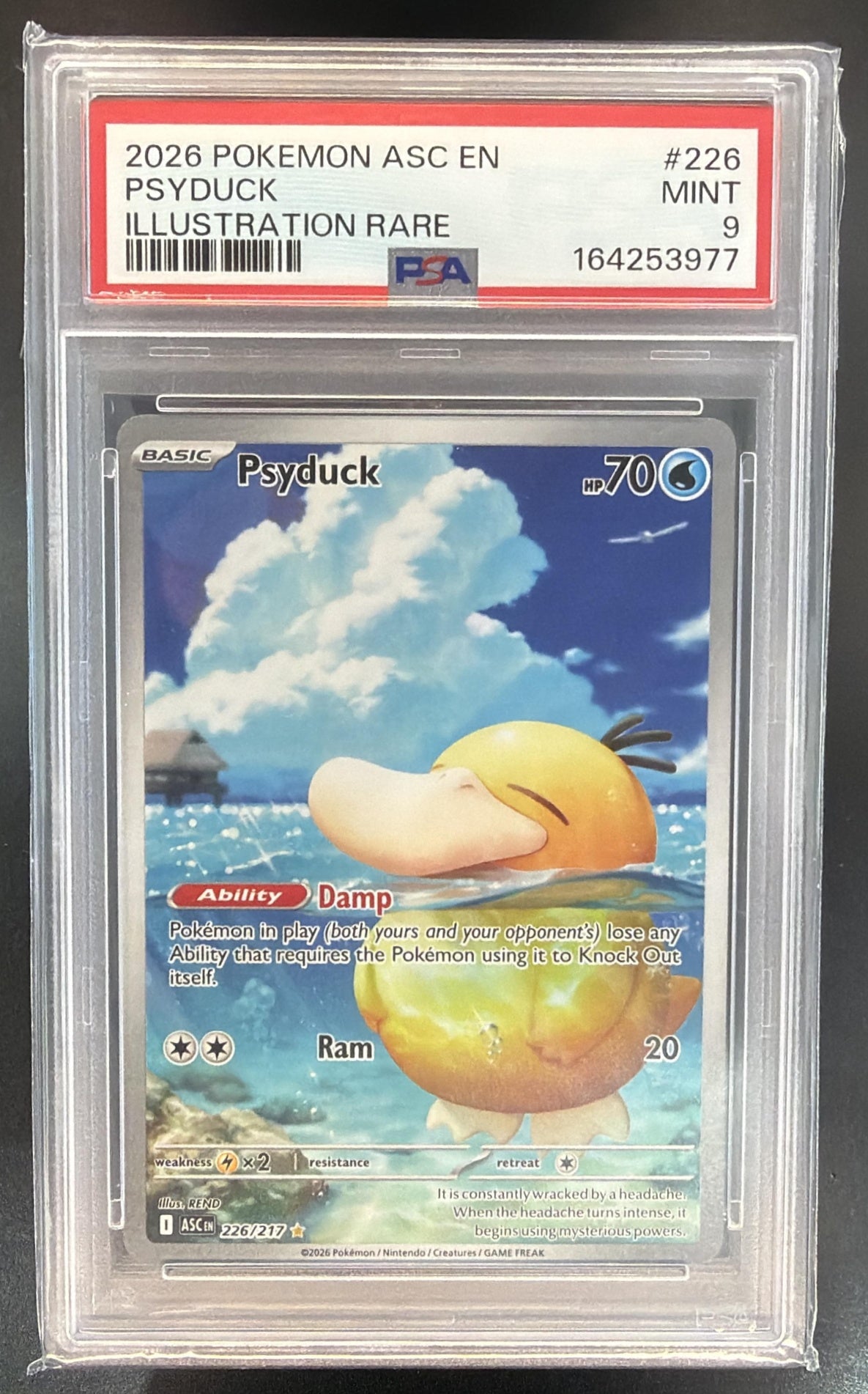 2026 Pokemon Ascended Heroes Psyduck #226/217 Illustration Rare PSA 9 — front