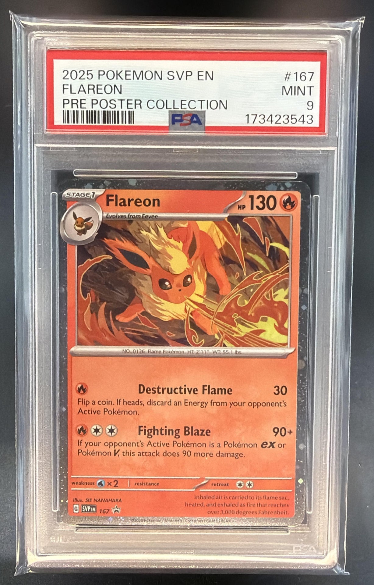 Pokemon SV Black Star Promos Flareon #167 2024 PSA 9 — front