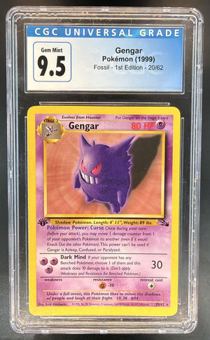 1999 Pokemon Fossil 1st Edition Gengar #20/62 CGC 9.5