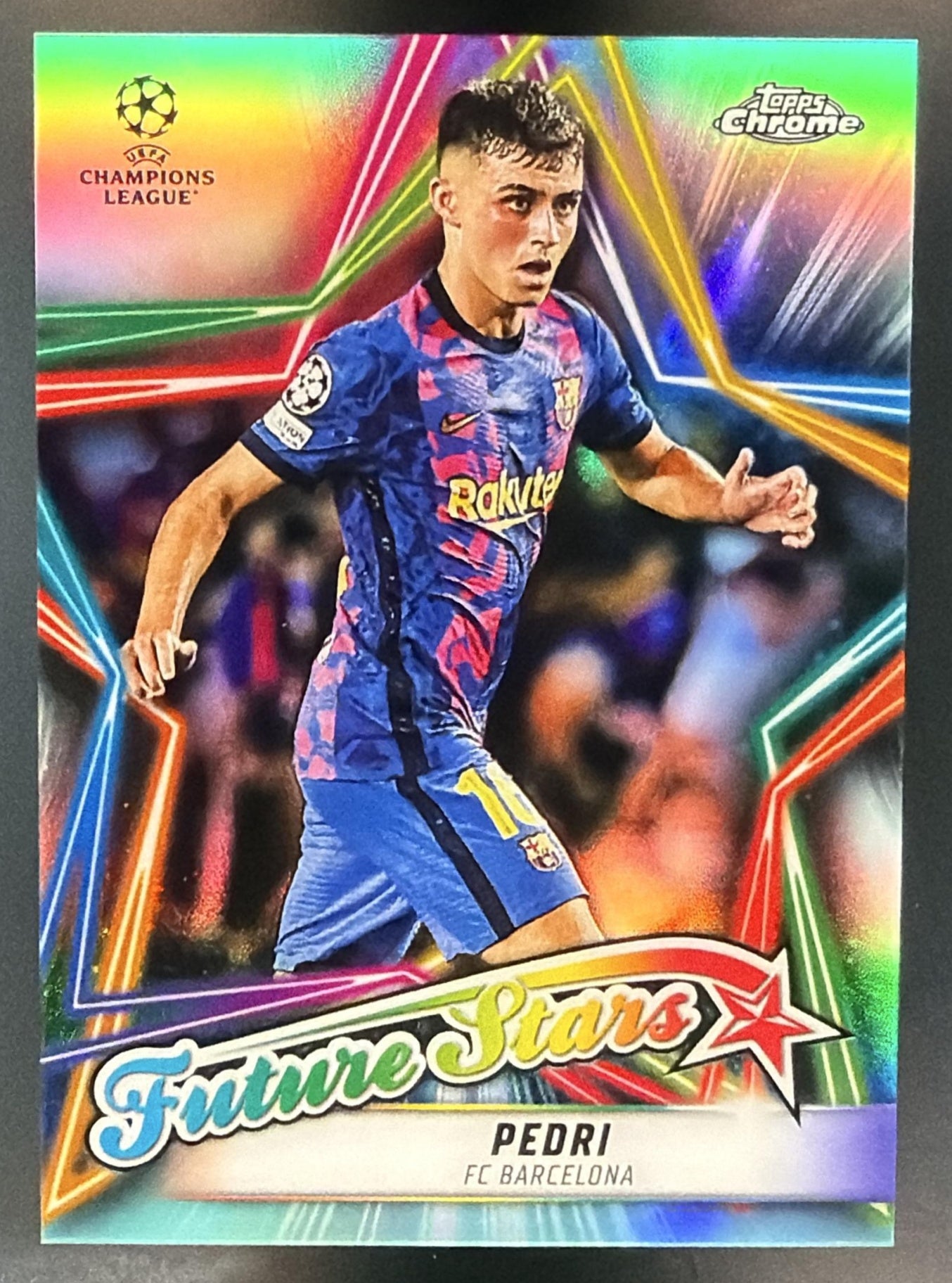 2021 Topps Chrome UEFA Champions League Pedri Future Stars Aqua Refractor /199 — front