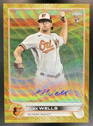 2022 Topps Chrome Alex Wells #RA-AW Rookie Auto Gold Wave Refractor /50 RC