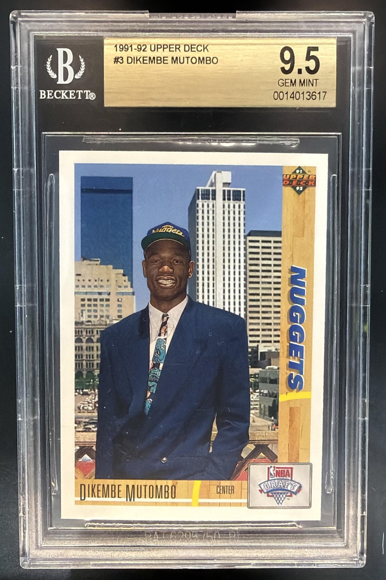 1991-92 Upper Deck Dikembe Mutombo #3 RC Nuggets BGS 9.5 — front