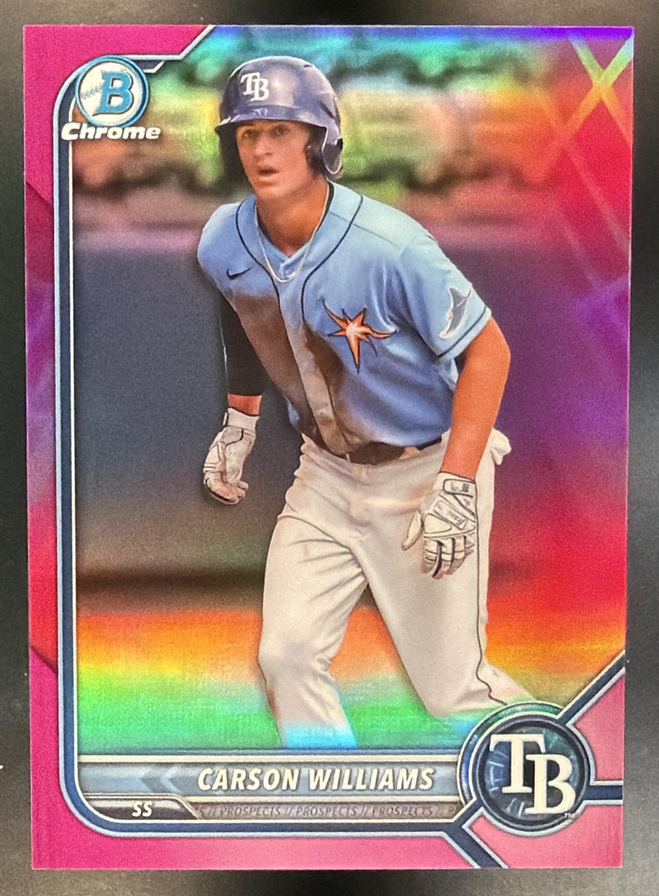 2022 Bowman Chrome Carson Williams #BCP-197 Prospects Pink Vapor Refractor /199 — front