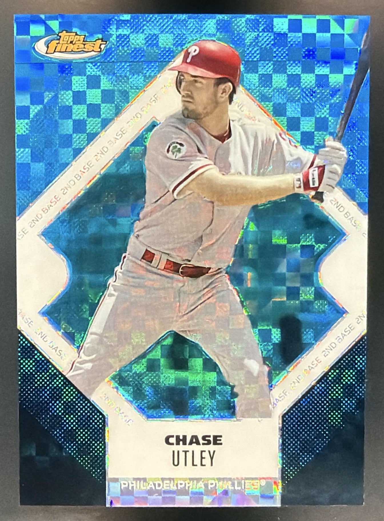 2006 Topps Finest Chase Utley #47 X Fractors Blue 51/150 Phillies — front